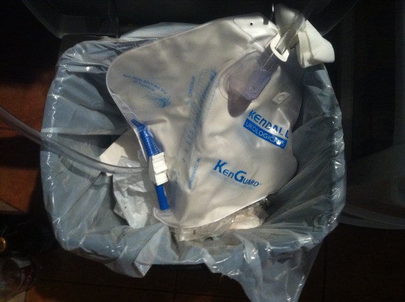 catheter in garbage